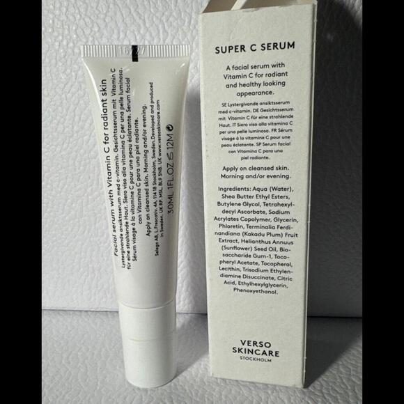 Verso Skincare Super C Serum # 4 w/ Vitamin C 30ml Made In Sweden Full Size NEW - Picture 2 of 2